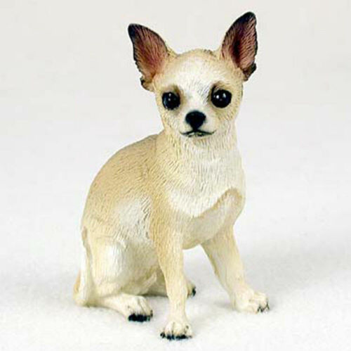 Chihuahua Figurine Hand Painted Collectible Statue White/tan