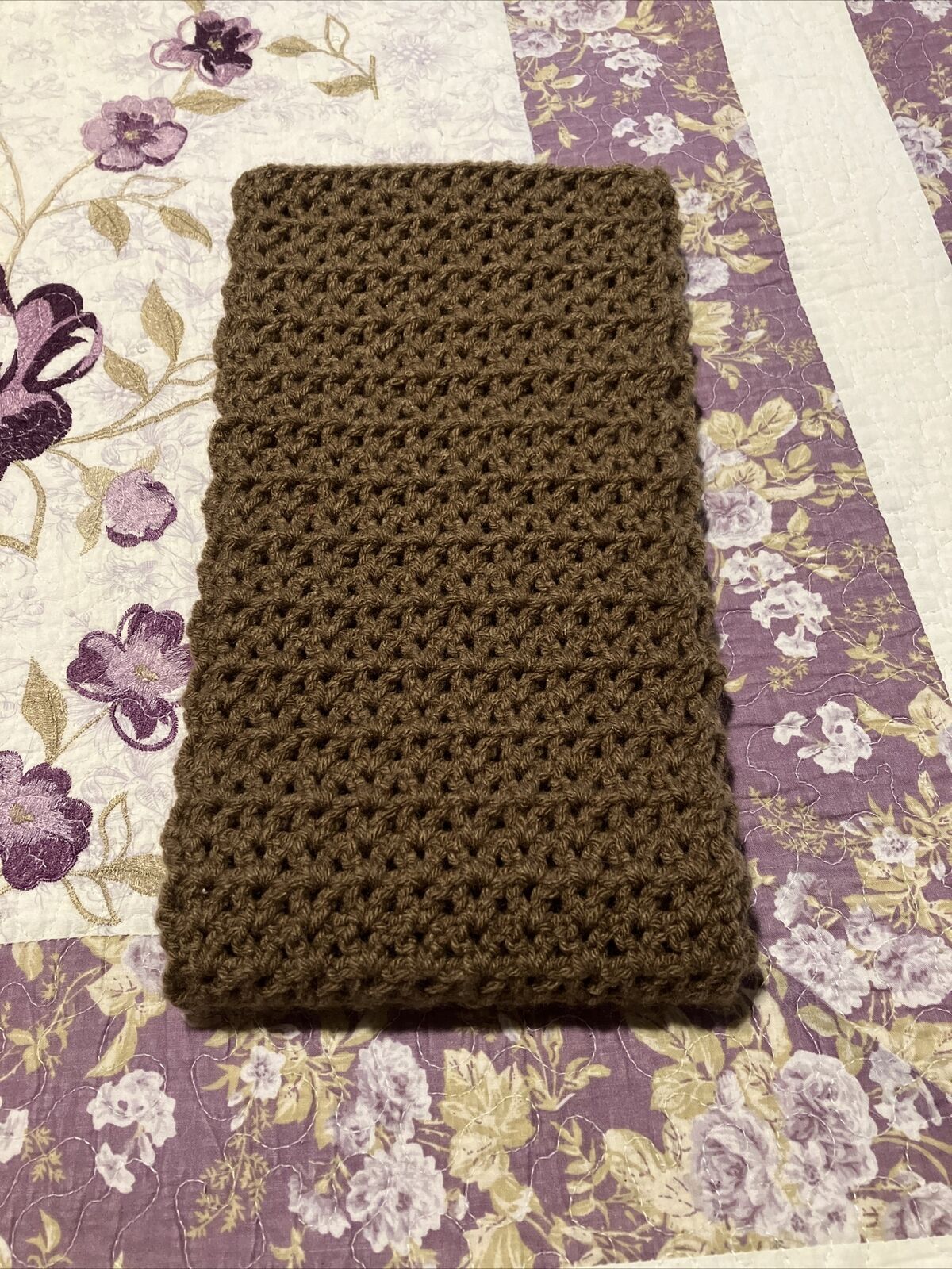 Handmade Crochet Scarf Cafe Latte Brown Colors 7 Inches Wide 54 Inches Length
