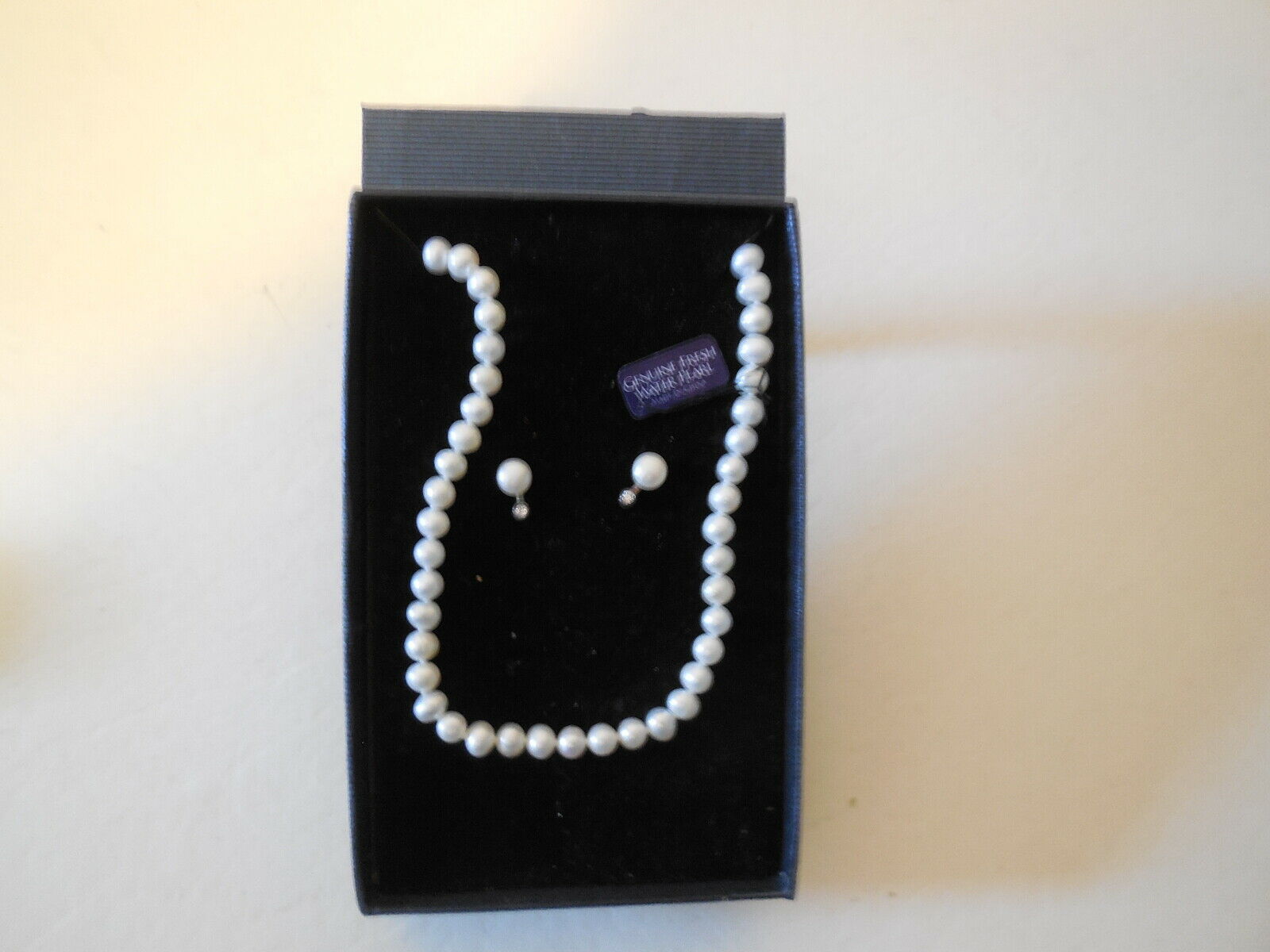 Sterling Silver Fresh water Pearl Necklace & Earring Set