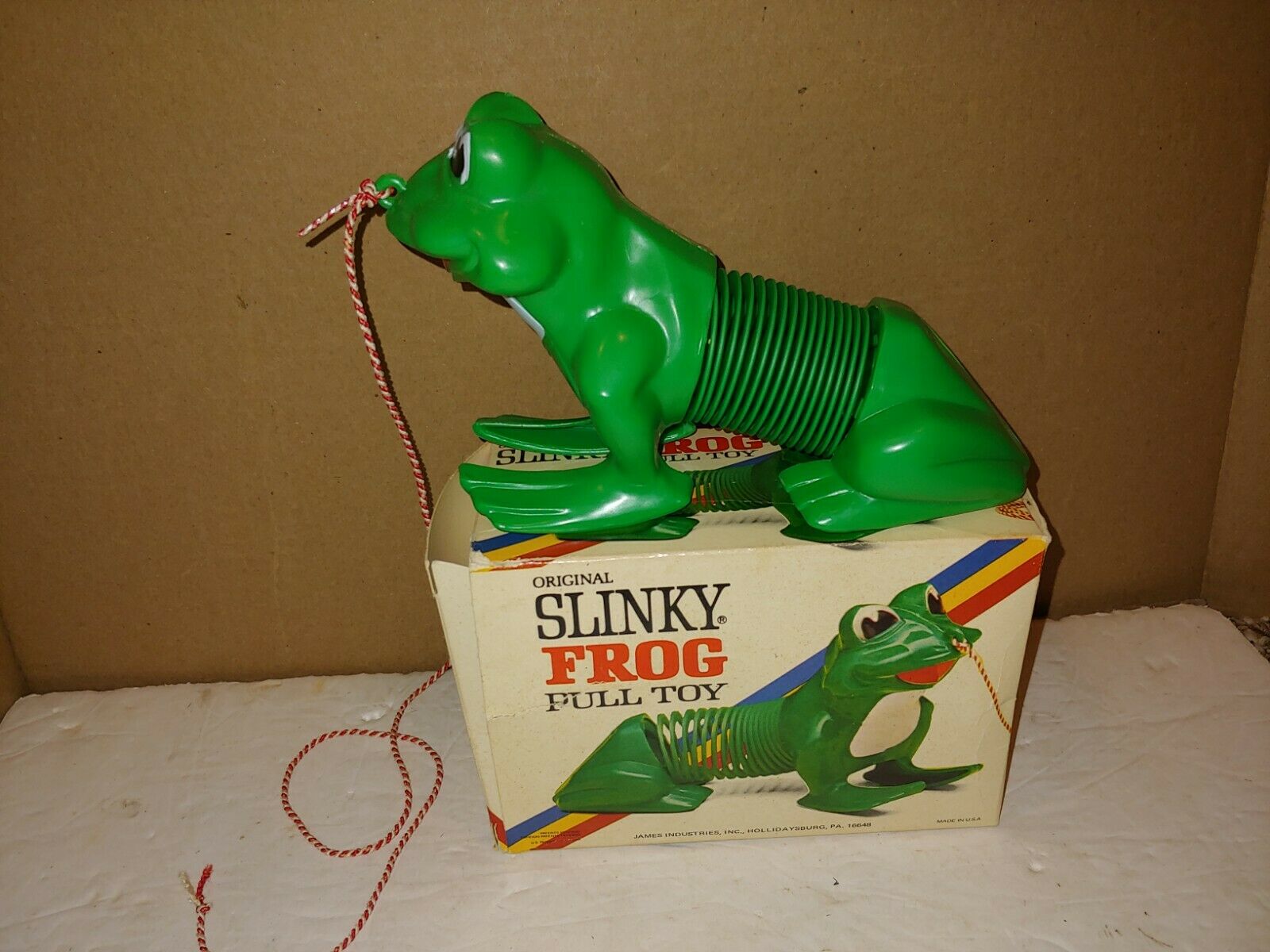 Vintage 1970's Mib Original Slinky Frog Pull Toy,no. 440,james Industries,box