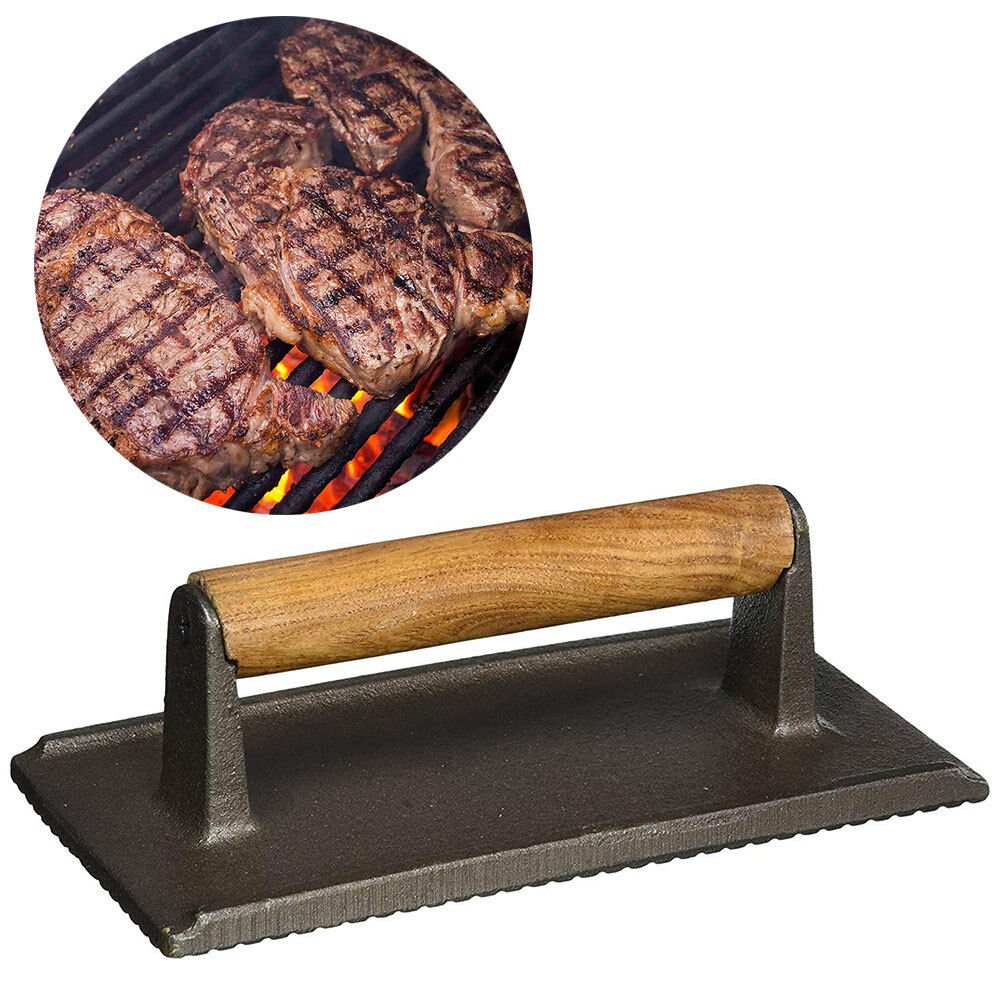 Cast Iron Steak Press Bacon Weight Bbq Hamburger Grills Meat Presser Skillet