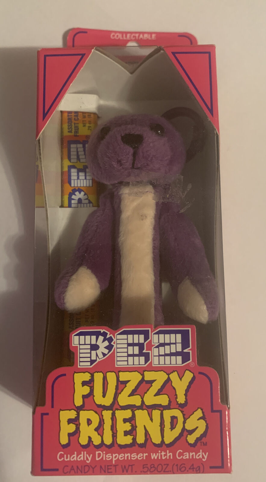 Pez Fuzzy Friends Gilbert Bear Cuddly Dispenser With Backpack Clip In Package