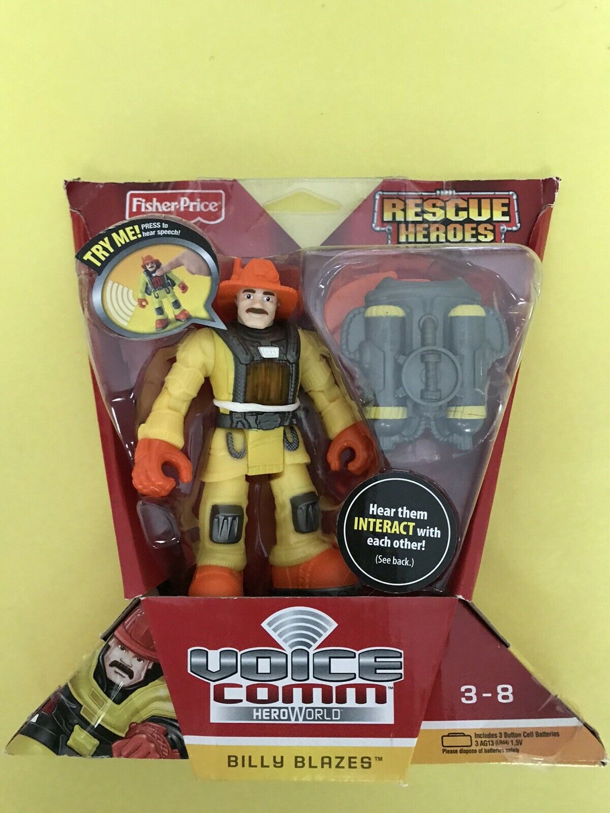 New 2012 Fisher-price Voice Comm Rescue Hero Heroes Billy Blaze Firefighter