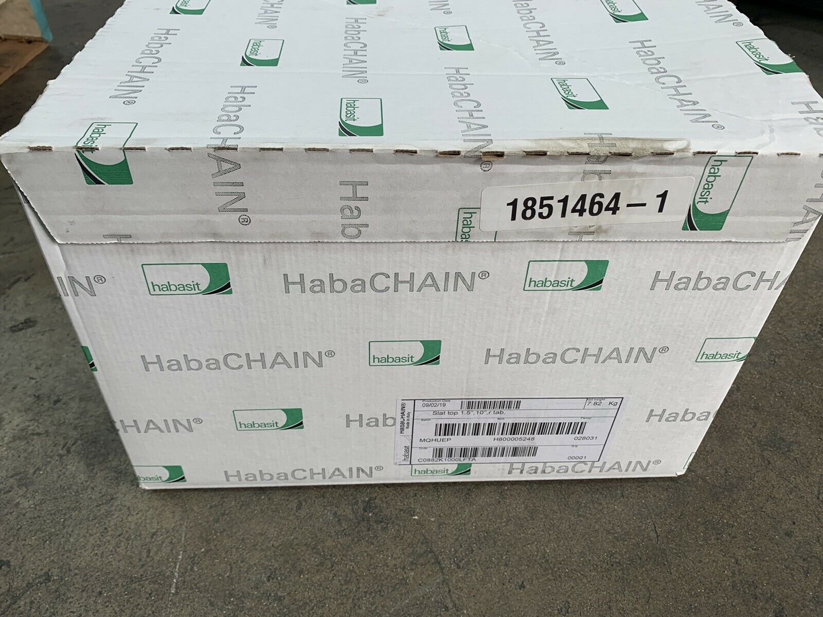 C0882k1000lfta Habasit, Habachain / Habasitlink Chain (10ft) Slat Top 1.5"