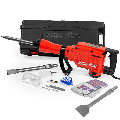 2200W Electric Demolition Jack Hammer Scraping Point Bull Chisel Set w/ Case