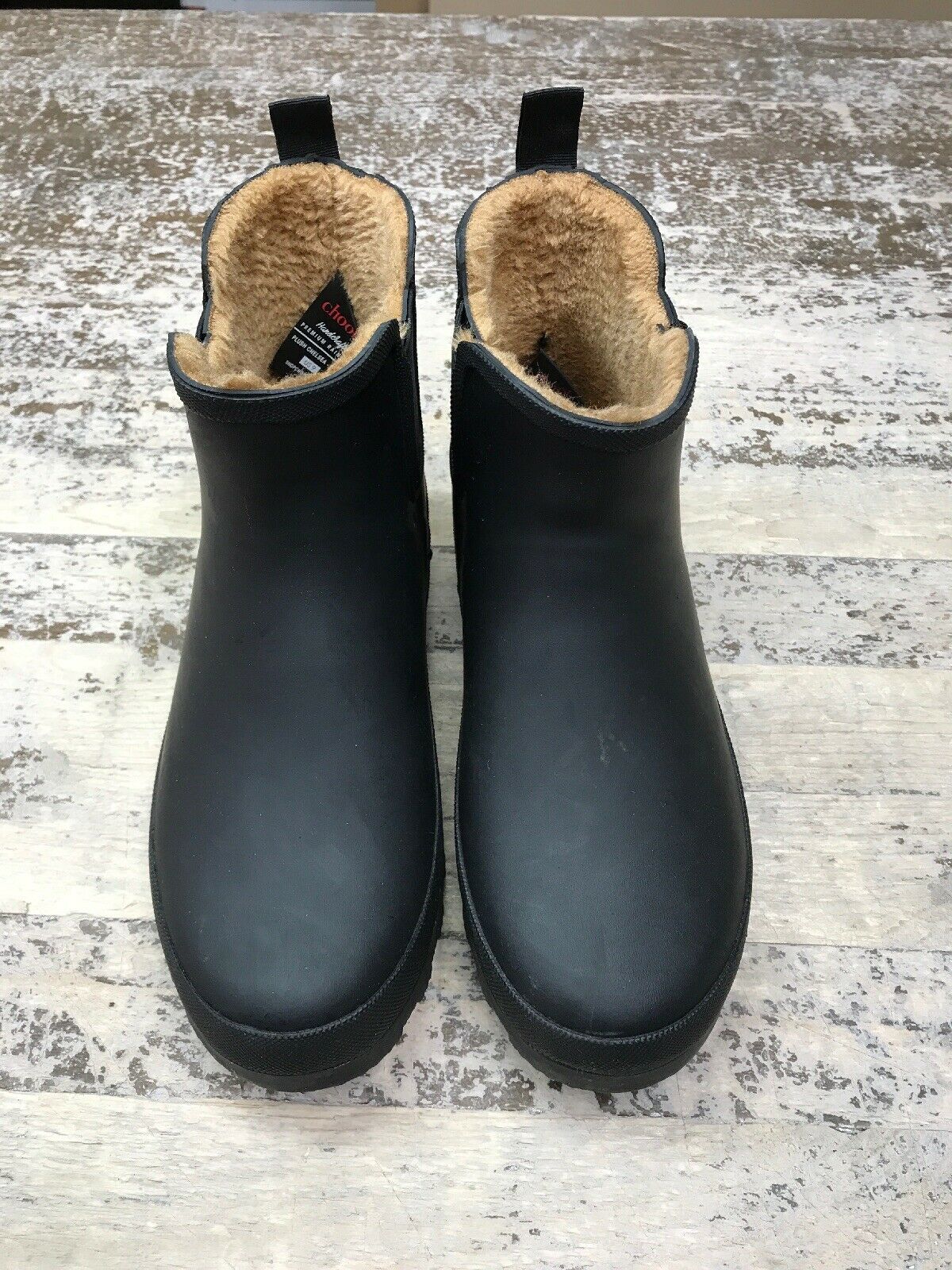 Pre-owned Chooka Women's Plush Waterproof Slip-on Chelsea Rain Boots Black