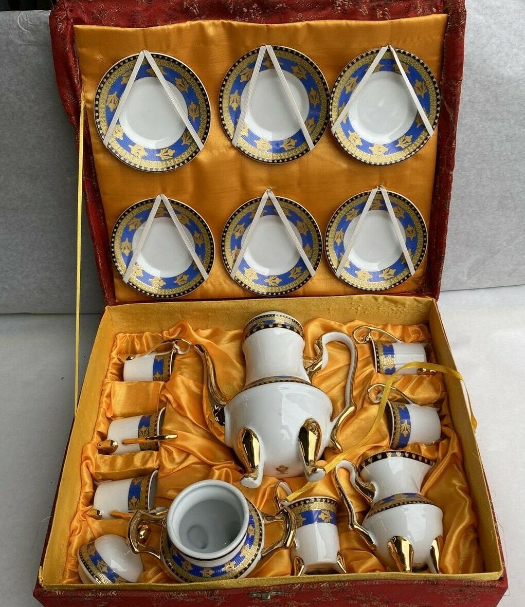 Vintage Chinese / Japanese Maker Marked Gold Wash Fine Porcelain Teaset Stunning