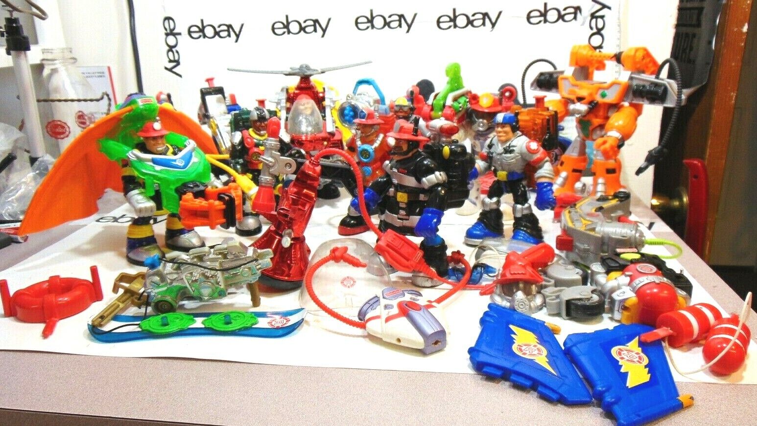 Rescue Heroes Fisher Price Lot Action Figures Police Fireman Accessories Vintage