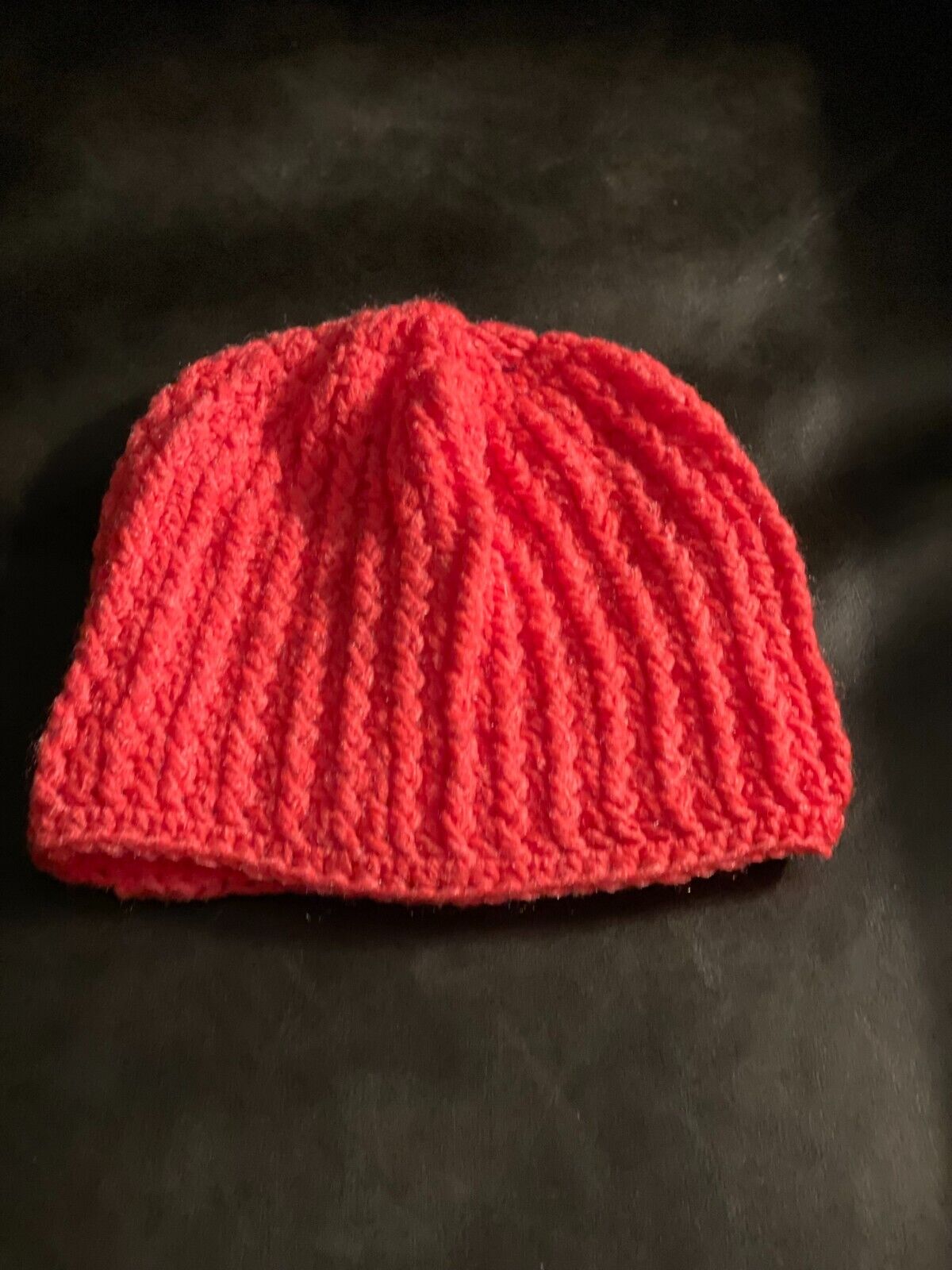 Adult Handmade Crochet Beanie Hat - Orange Vertical Stripe - New!! Free Shipping