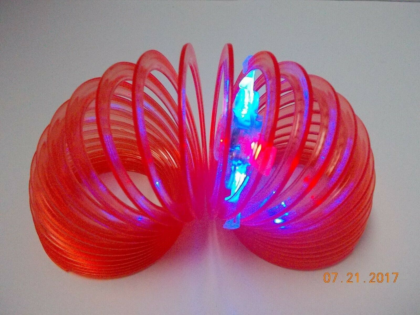 Vintage SLINKY WALKING SPRING TOY with L E D Blinking Lights-Works Great