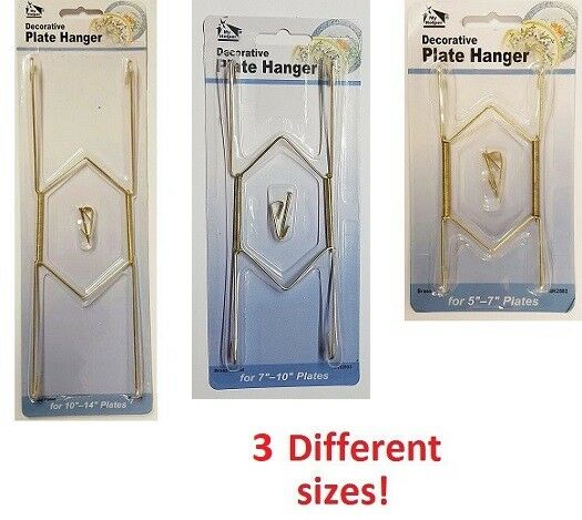 Decorative Plate Hangers In 3 Sizes Display Brass Plated Invisible Wire New