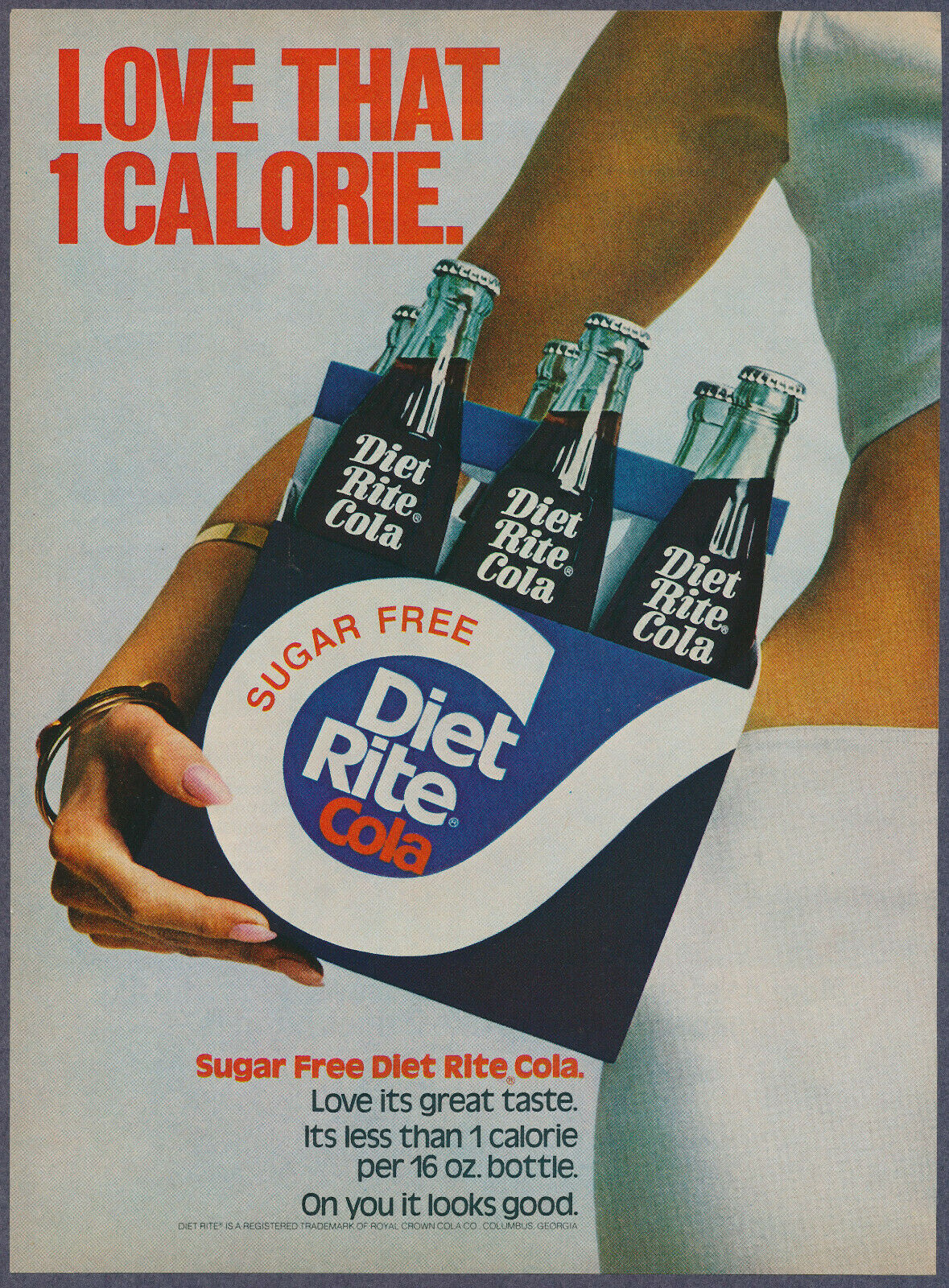 Diet Rite Cola Six Pack Bottles Beverage Soda Pop Vintage Magazine Print Ad 1974
