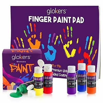 Kids Finger Paint Set – 6 Non-Toxic Washable Kids Paint, with Pad
