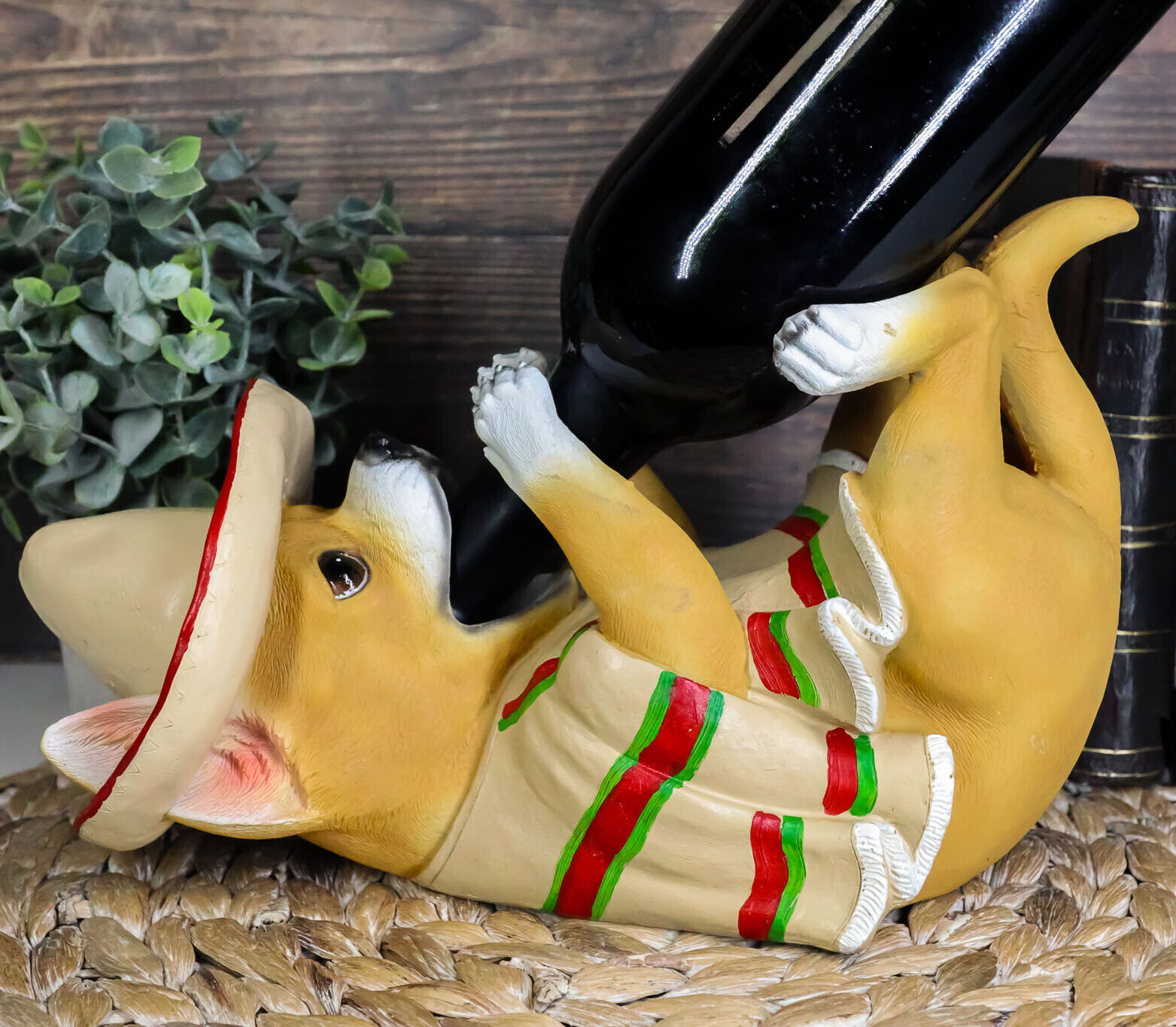 Dwk Poncho Vino Chihuahua Wine Bottle Holder Home Decor 11" Long Gift