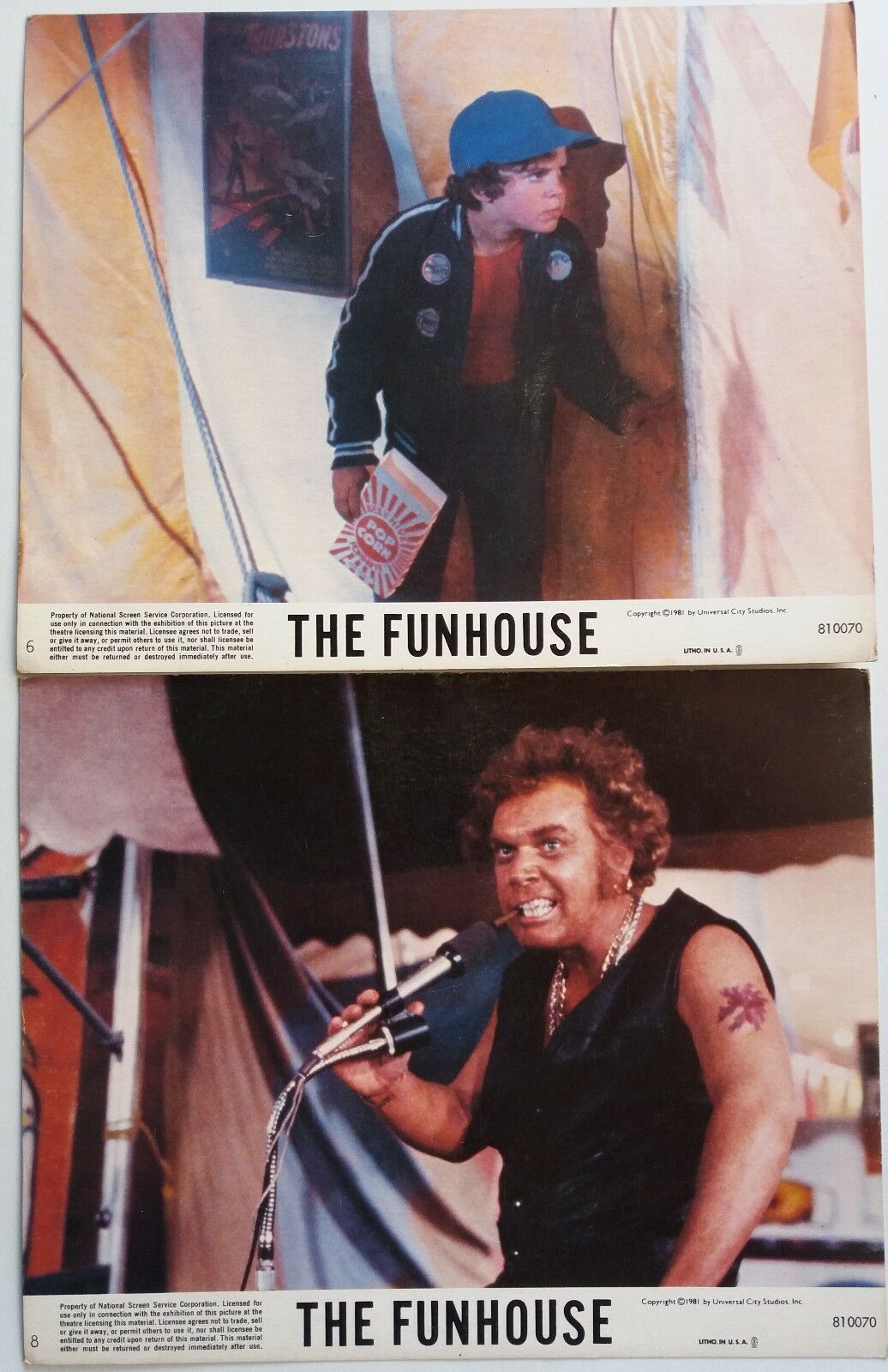 The Fun House 1981 Original Us Movie Lobby Card Size -8x10 Inch # 2 Piece