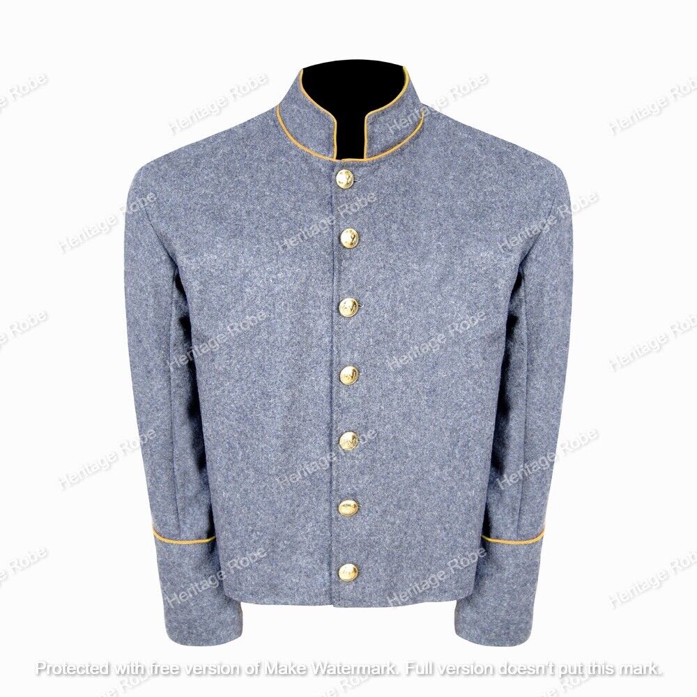 US CS Civil War Gray Shell Jacket With Yellow PIPING Trim All Sizes !
