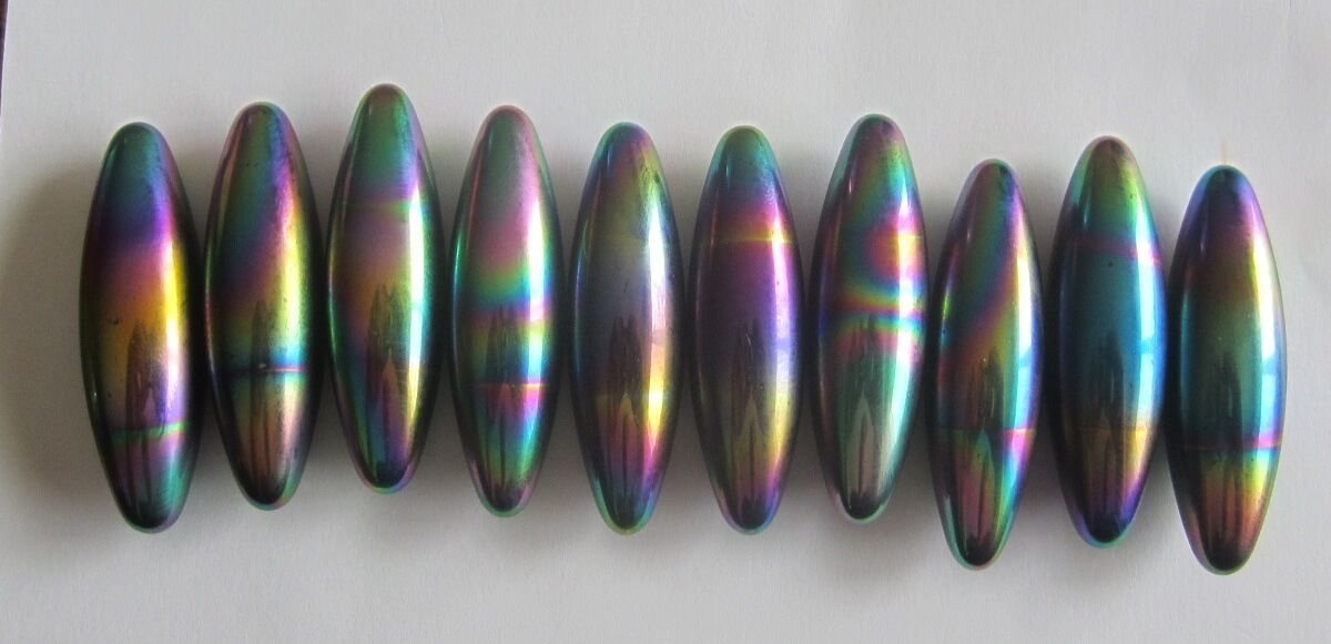 10 Elliptical 2 3/8” Highly Magnetic Rainbow Hematite, AKA Zinger Magnets
