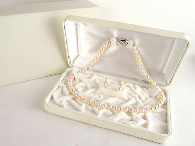 Genuine 7mm Pearl K14 White Gold Earrings & Silver Clasp Necklace Set +case +box