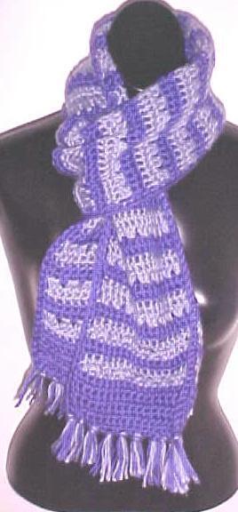 Hand Crochet Purple/Lavender Scarf with Fringe 60 x 7 New