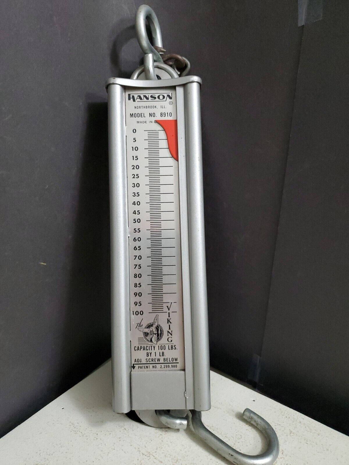 Vintage Hanson The Viking Hanging Scale 100 Lbs Capacity  #8910 Northbrook Ill