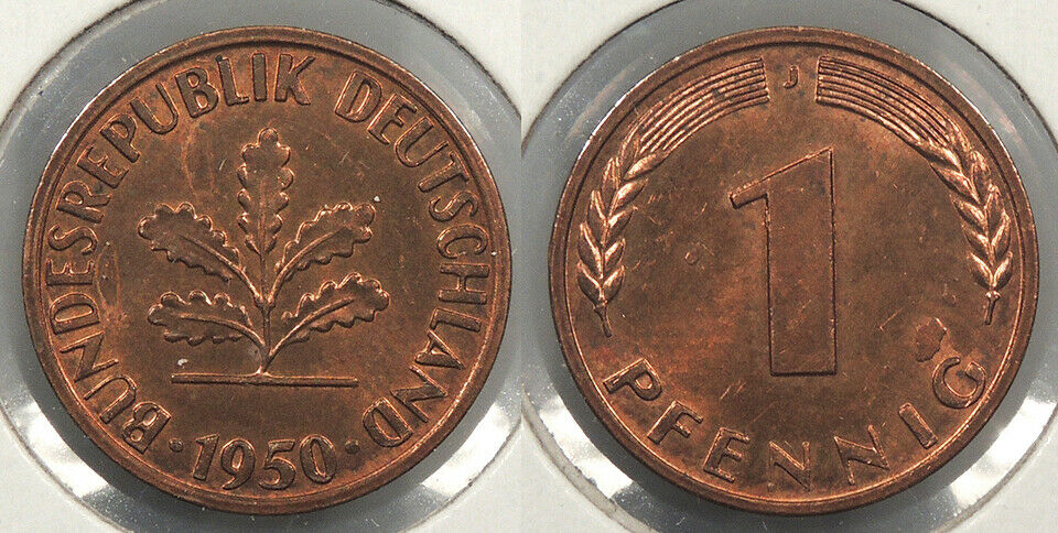 Germany 1950-j 1 Pfennig Error #wc61483