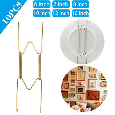10pcs Golden Spring Plate Wire Hangers For 6"-16" Plates Display Wall Mounting