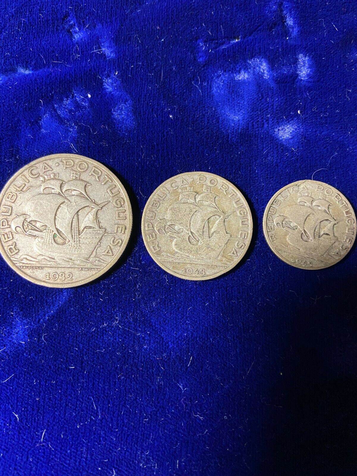 3 Silver Coins From Portugal, 2.5, 5, & 10 Escudos