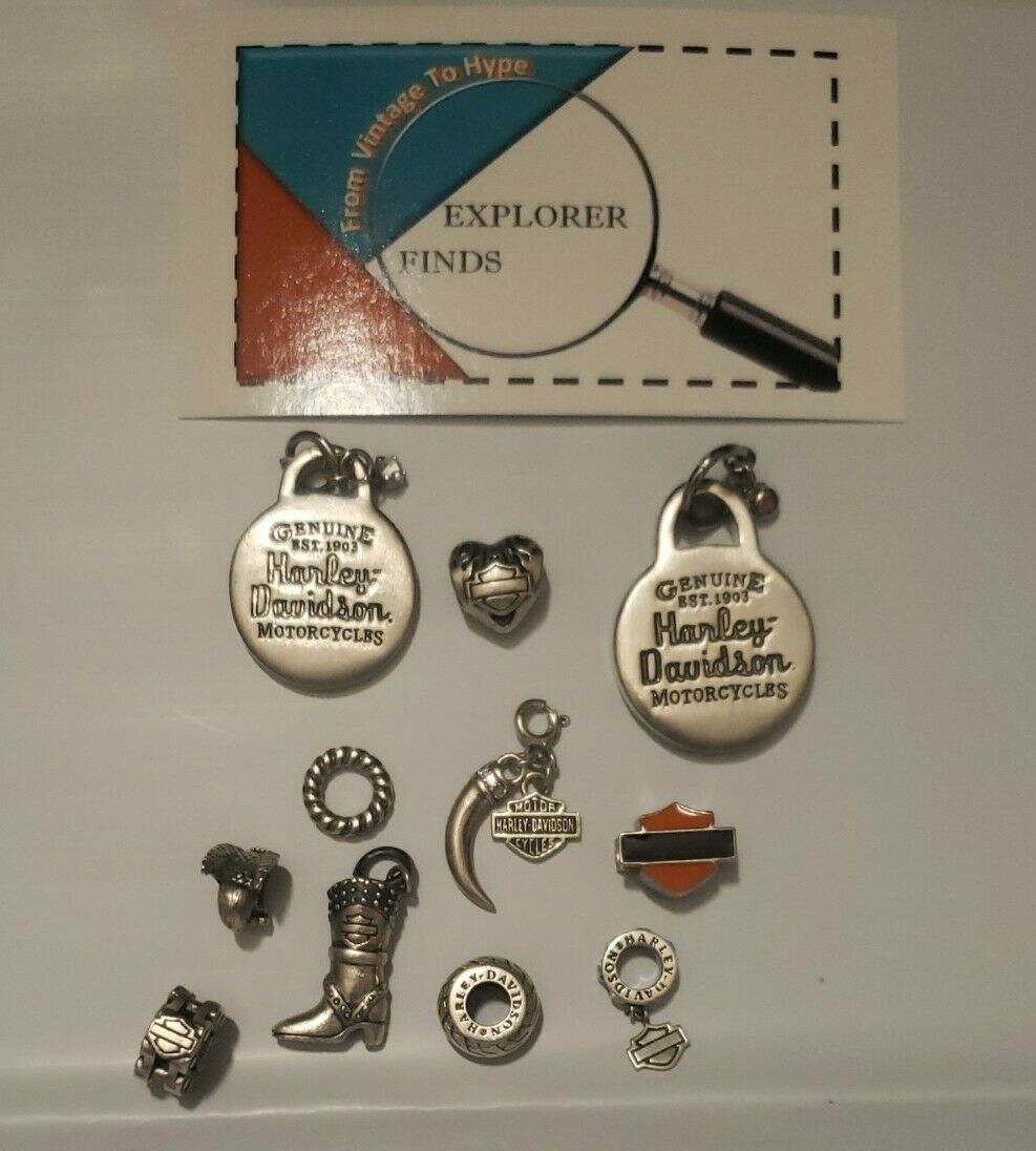 11 pc Harley-Davidson Motorcycles Sterling Silver Pendant & Charm, Logos