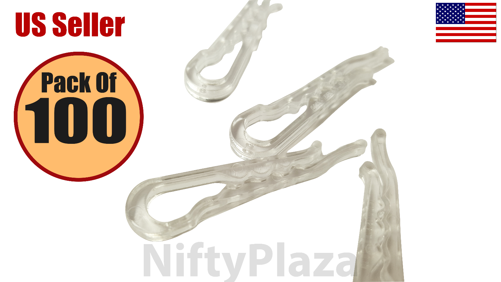 NiftyPlaza 100 Clear Plastic Alligator Clips for Shirts Folding Ties Socks Pants