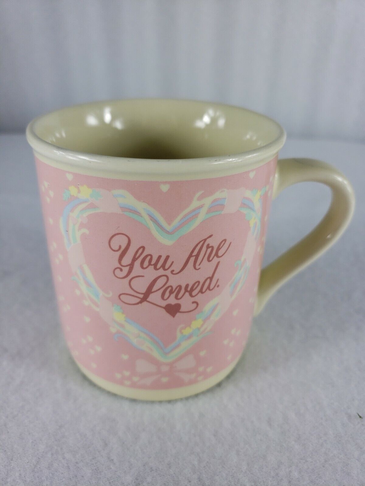 Vintage Hallmark 1986 Mug Mates You Are Loved Heart Coffee Cup Pink