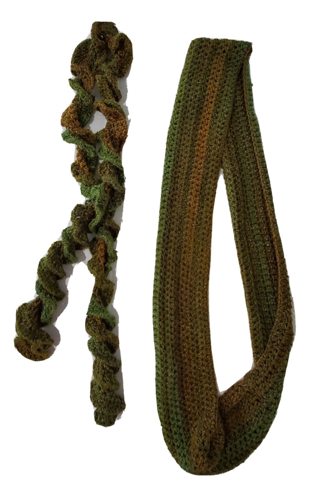 Olive/army Green Crocheted Scarf Set