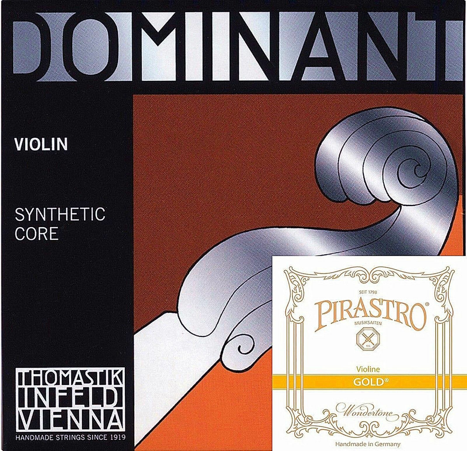 Dominant Violin Strings Set 4/4 Size 135b A,d,g W/gold Label E Ball End* *new* *