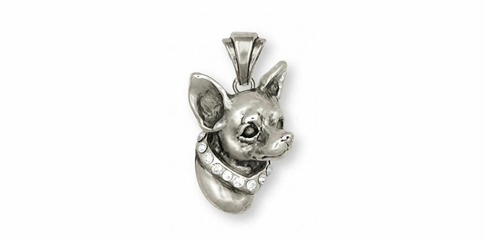 Chihuahua Pendant Jewelry Sterling Silver Handmade Dog Pendant Cu3-xsp