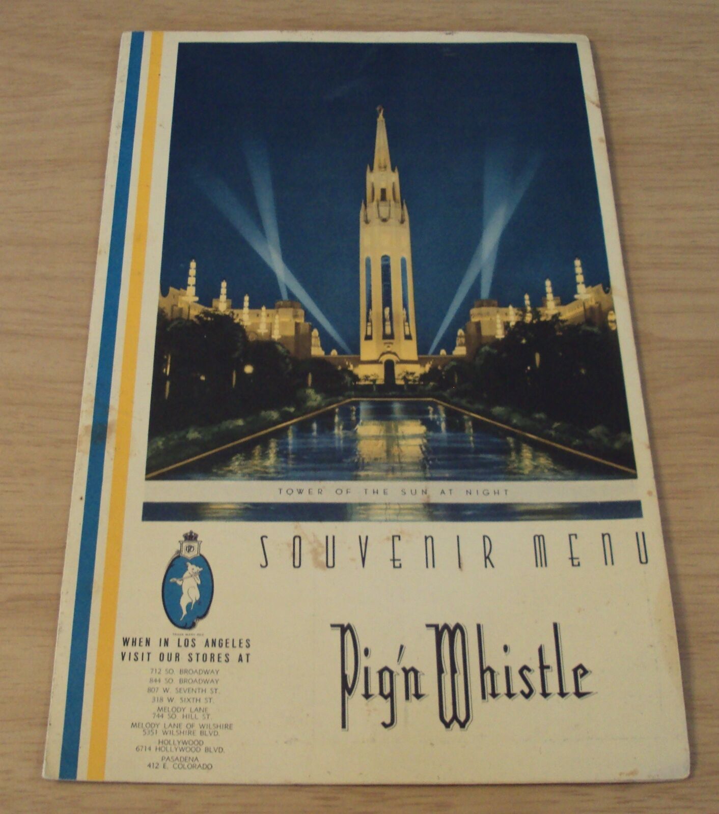 1939 Souvenir Menu~"pig'n Whistle" San Francisco Exposition/treasure Island~