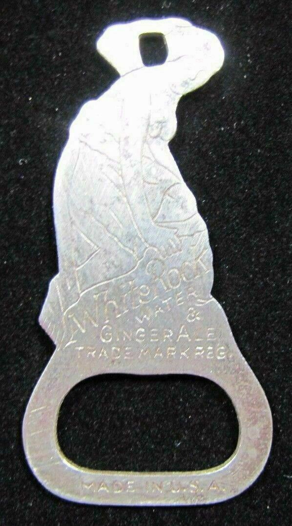 Antique WhiteRock Water & GingerAle Bottle Opener Nude Woman made in USA