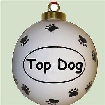 Round Ceramic Christmas Ornament "top Dog"