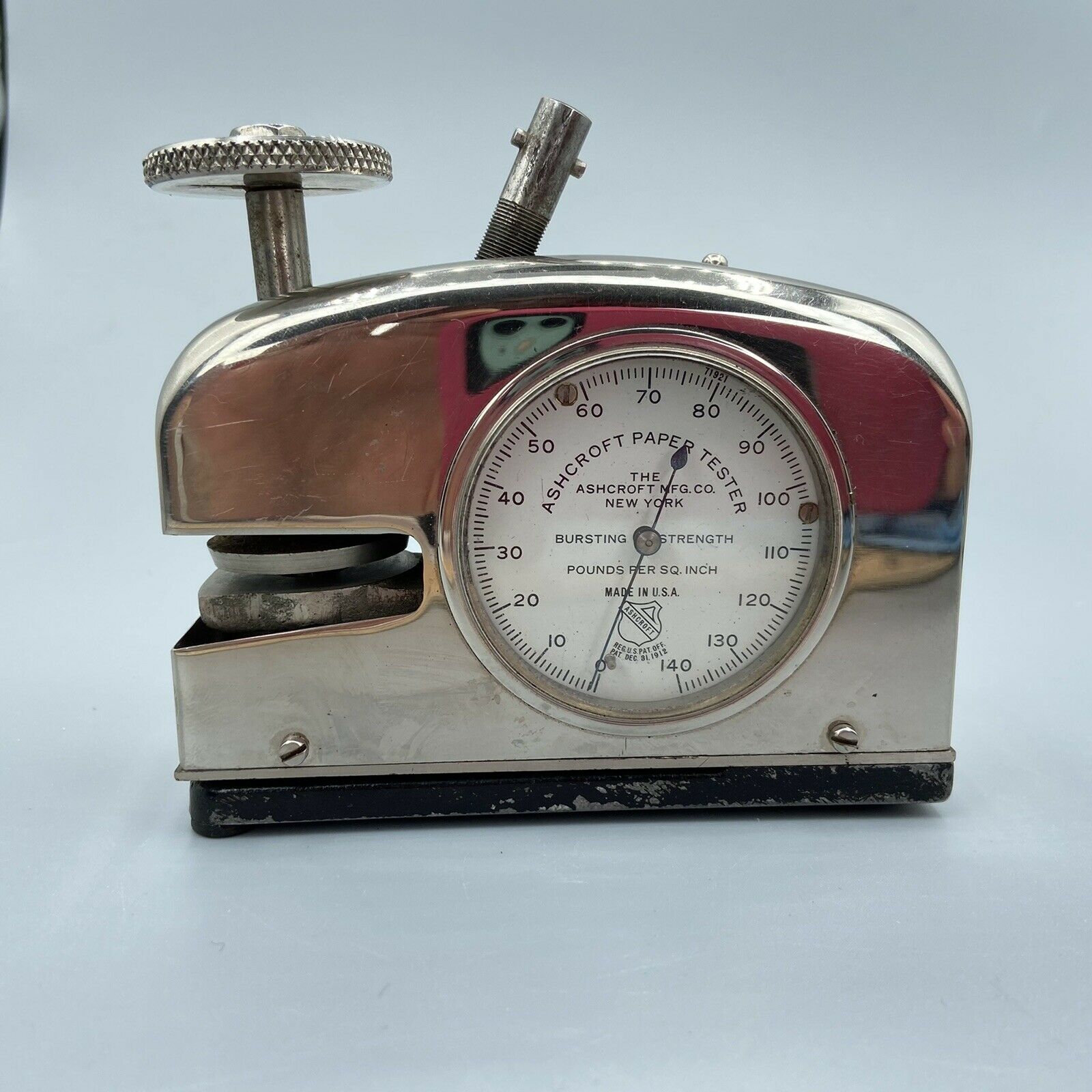 Vintage Ashcroft Paper Tester Meter 1912 No Handle Not Tested Bursting Strength