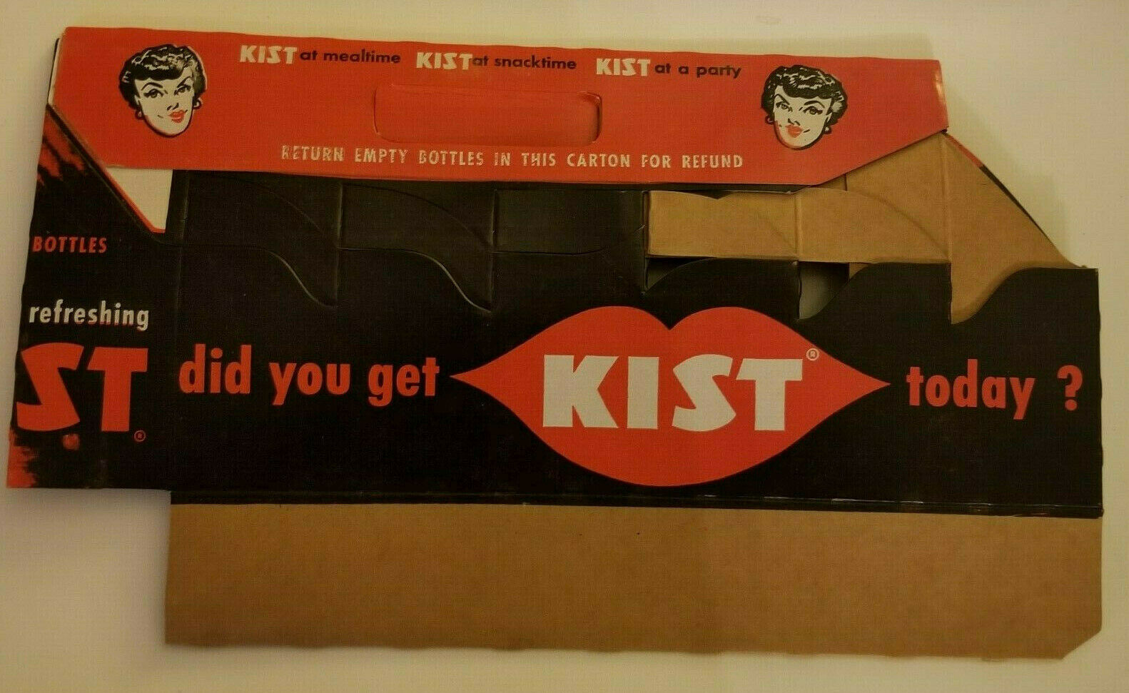 1950s Kist Cardboard Six Pack Soda Carrier Original Vintage Did You Get