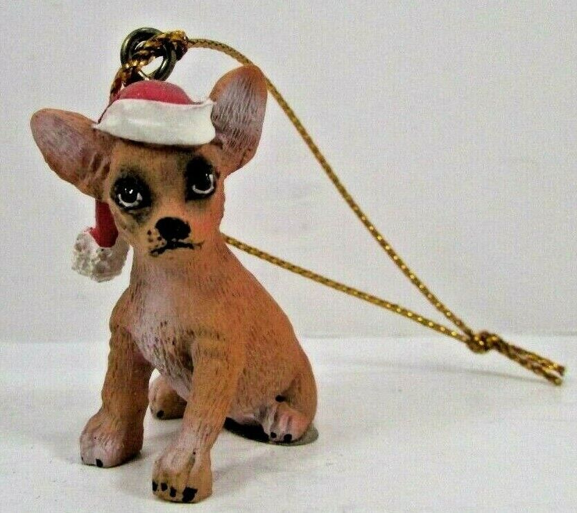 Collectible Miniature Chihuahua Christmas Ornament 1.75" Tall