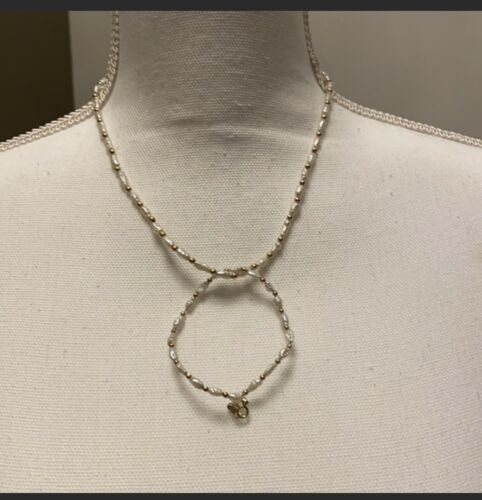 14k Yellow Gold Rice Pearls Set Of Necklace & Bracelet !!!